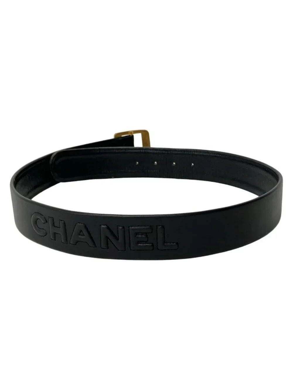 Chanel Belt 75/30 Black Gold Leather